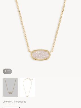 Kendra Scott Gold Necklace with Iridescent Pink Druzy Pendant